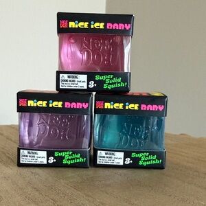 Nee Doh Nice Ice Baby Squishy Toy Set - Red, Purple, Blue